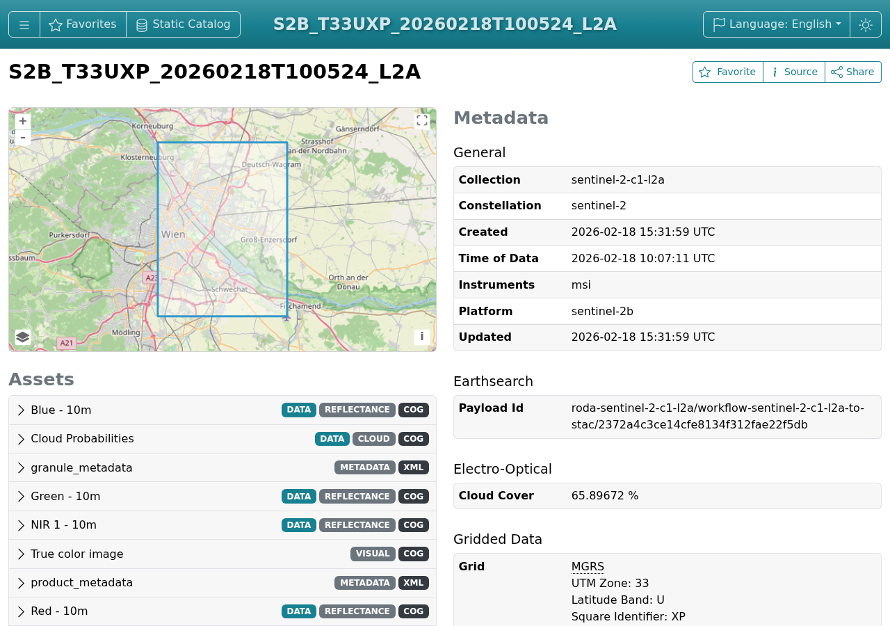 Vienna Sentinel-2 Item in STAC Browser