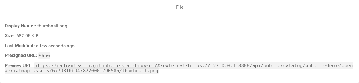 Public share catalog preview URL